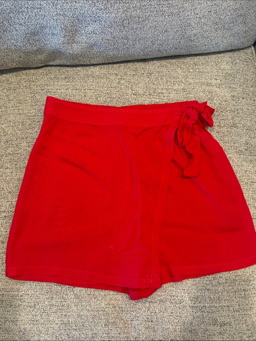True Craft Red Tie-Detail Women's Skort Shorts